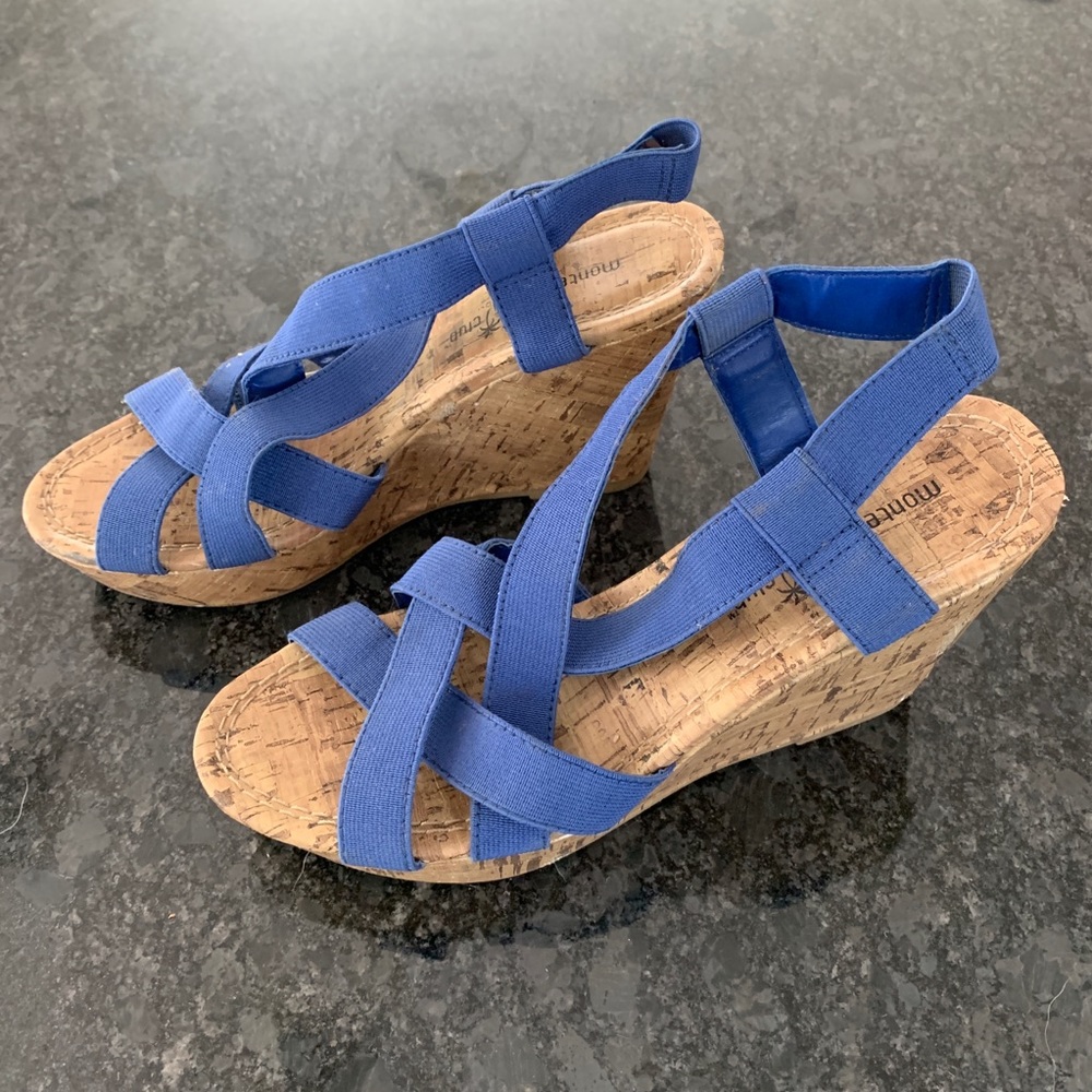 Blue Strappy Wedges